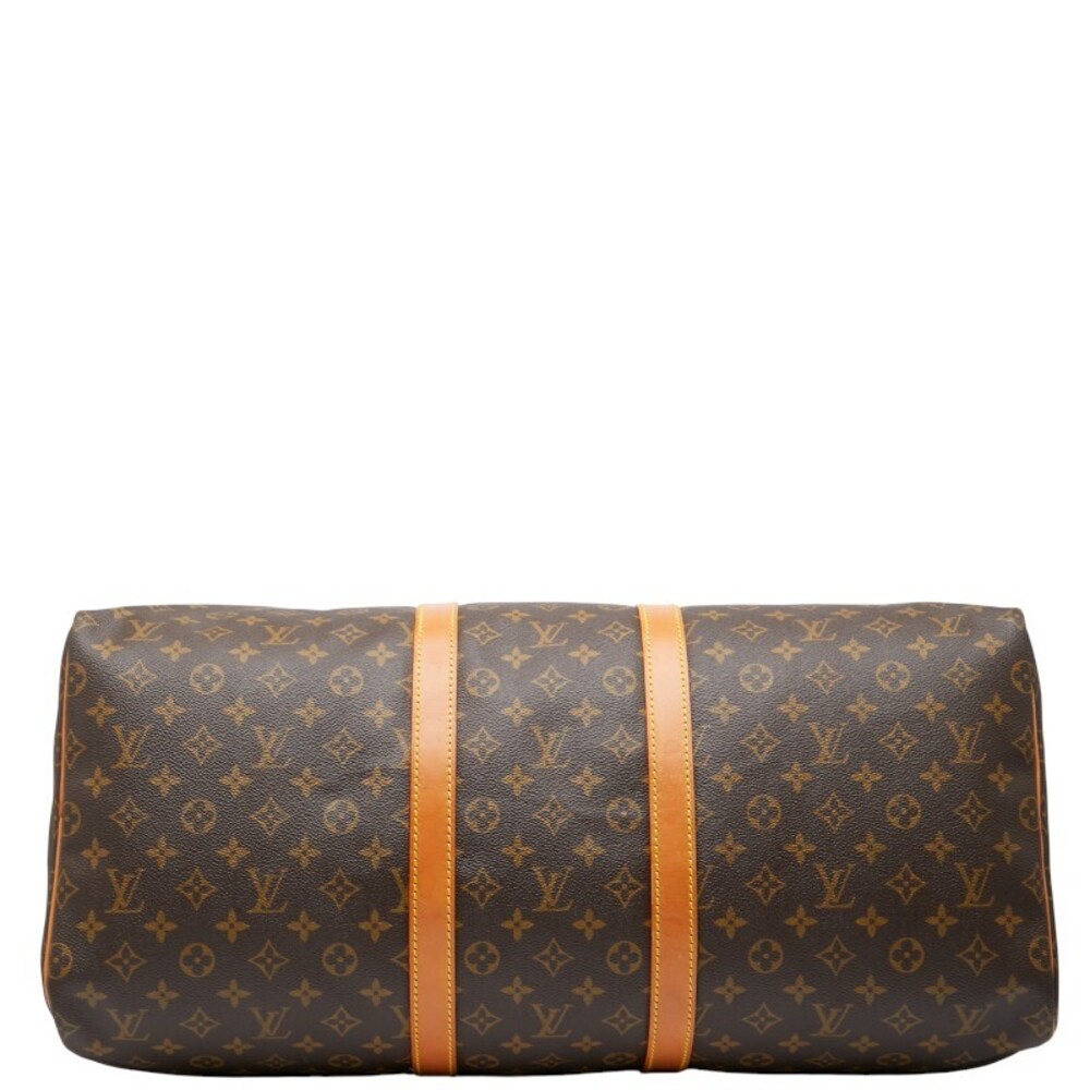 Louis Vuitton Monogram Keepall Boston Travel Bag Brown Leather - Picture 3 of 9